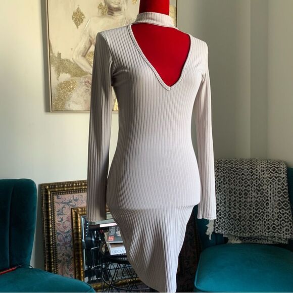 BOHOO GRAY RIBBED MIDI DRESS - Picture 5 of 12